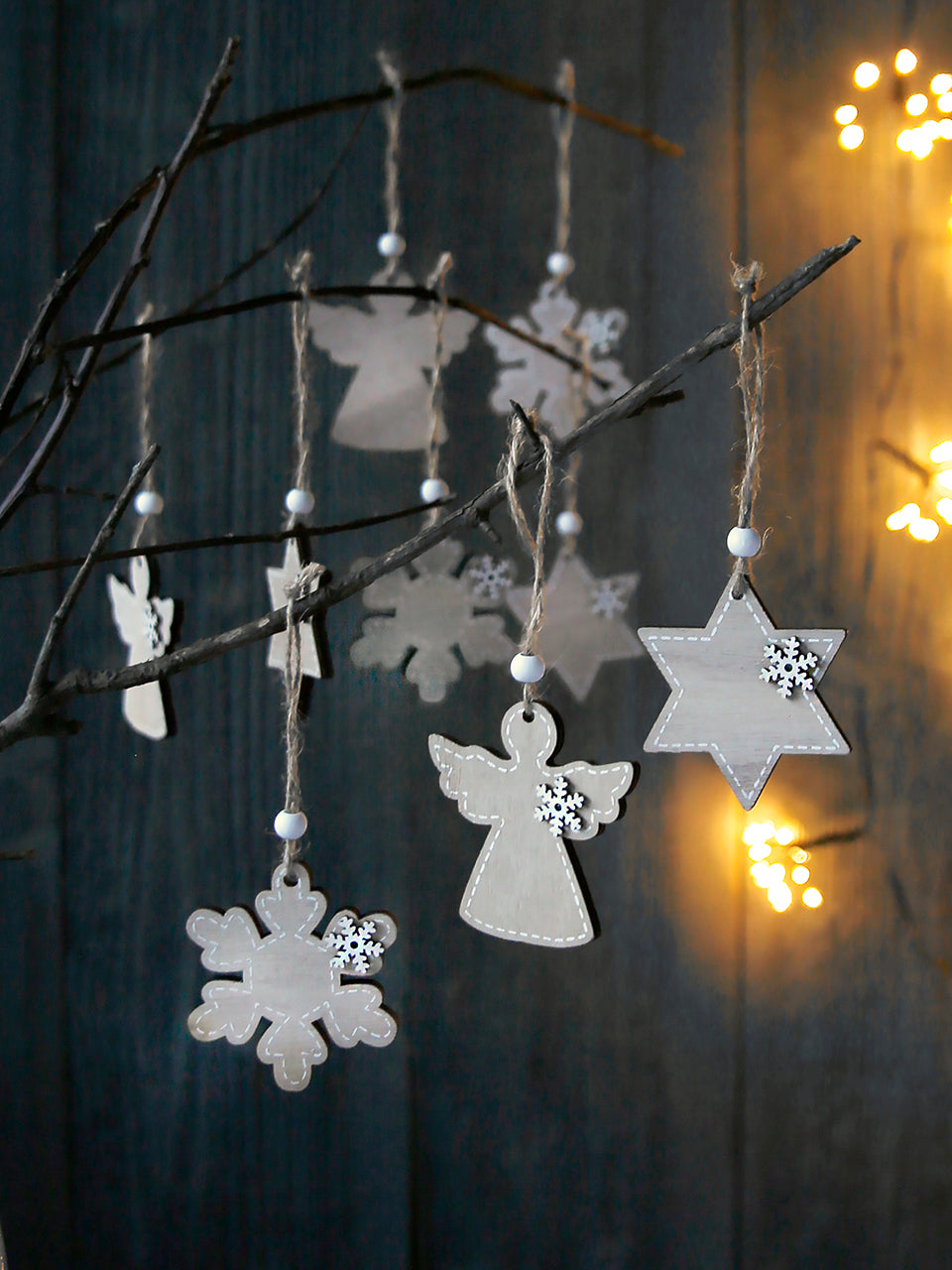 Wooden Christmas Set With Snowflakes