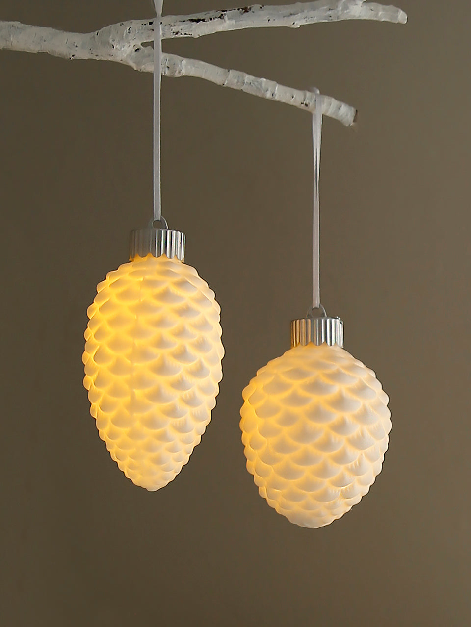 Illuminated Ceramic Pinecone Bauble