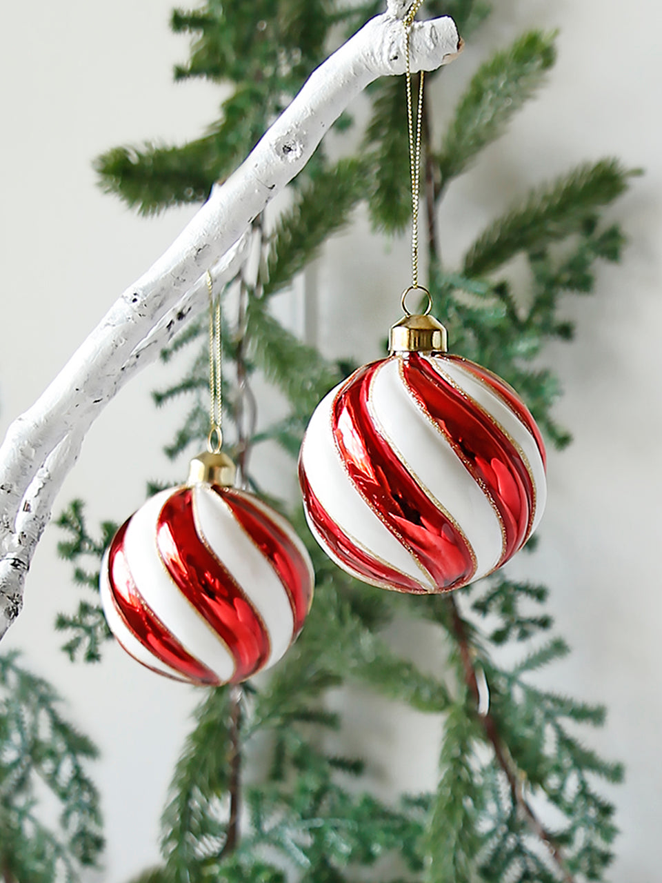 Red And White Swirl Bauble