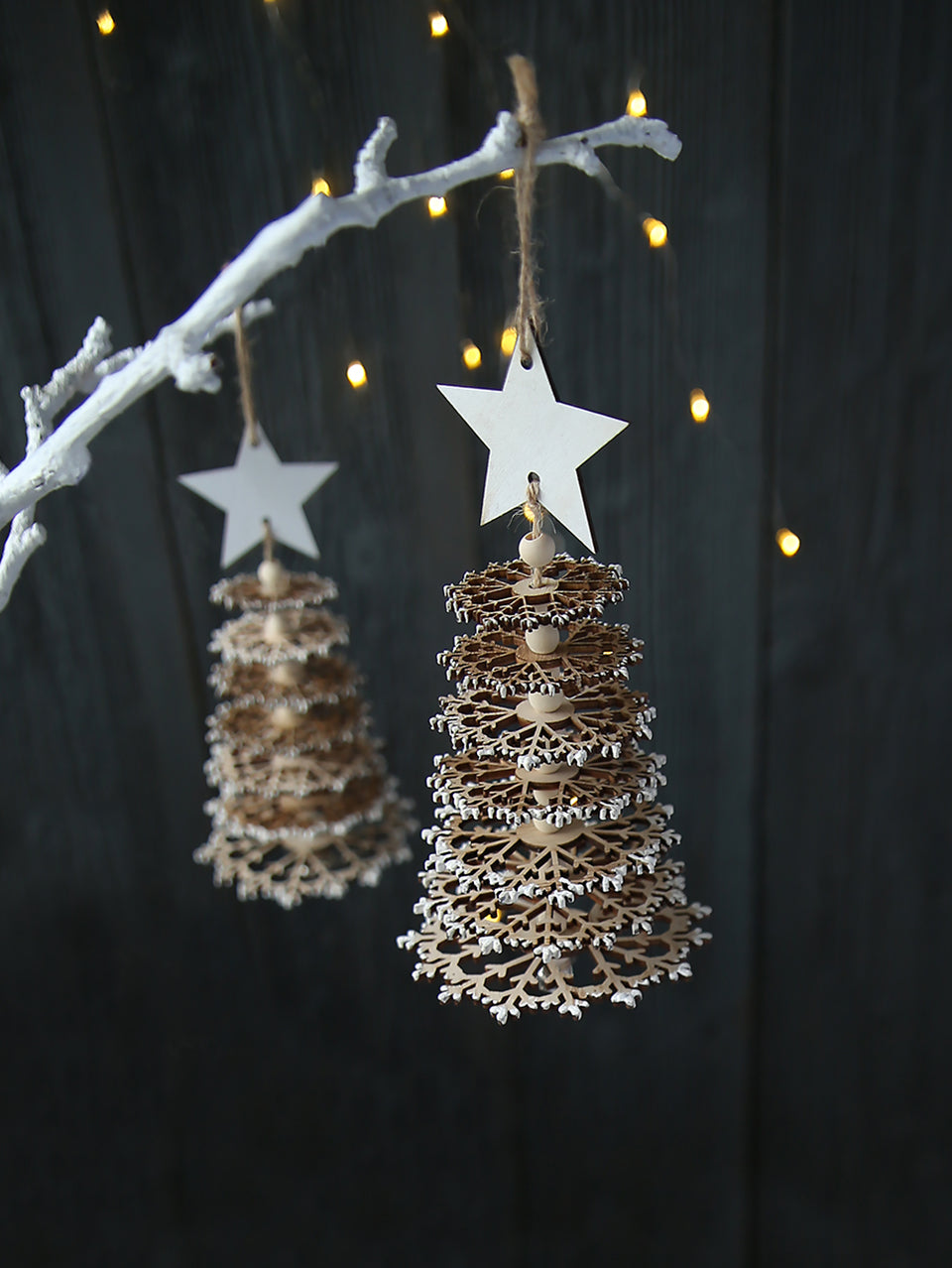 Wooden Snowflake Tree Decoration